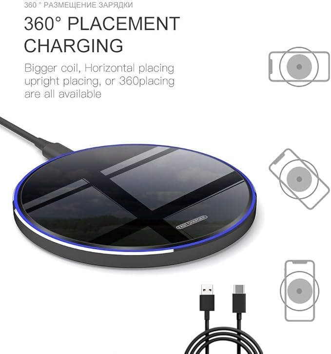 Fast Wireless Charger,20W Max Wireless Charging Pad Compatible with iPhone 17/17 Pro/Pro Max/16/15/14/13/12,AirPods;FDGAO Induction Charge Mat for Samsung Galaxy S25/S24/S23/S20/Pixel/G8
