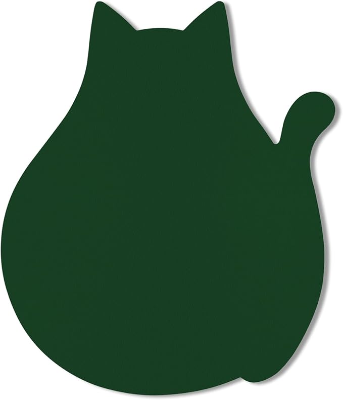 Funny Leather Mouse Pad Cute Cat Shape Office Desk Accessories Decor for Women Small Mousepad with Non-Slip Rubber Base Washable Waterproof, 9.7" x 8", Dark Green