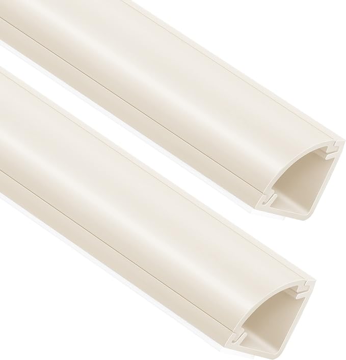 136in Corner Cable Concealer, Large Corner Cord Hider, Wire Covers for Cords, Paintable Cord Cover, Cable Management Channel Raceway for Wall, Floor Baseboard, Ceiling -8 X L17in Beige