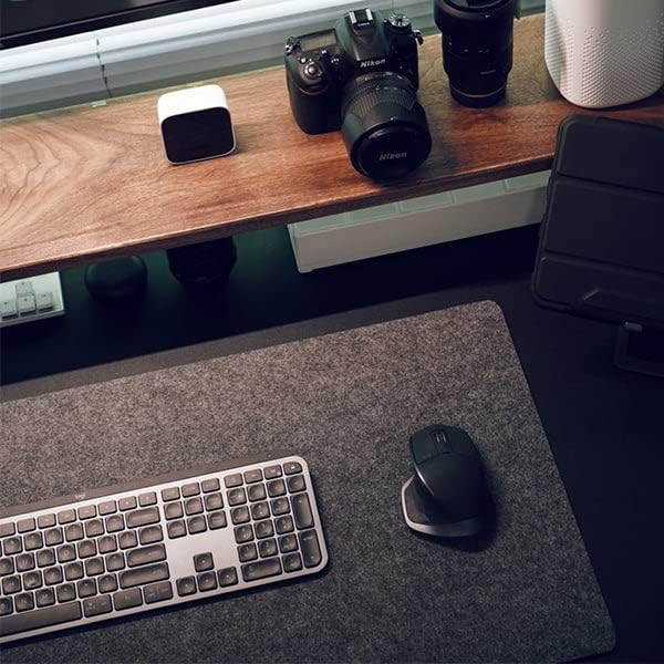 Desky Felt Desk Pad – Large 35.4 x 11.8 Inch, Wool Felt Desk Mat with Anti-Slip Base – Light Grey – Keyboard & Mouse Surface for Office, Home, or Laptop Use