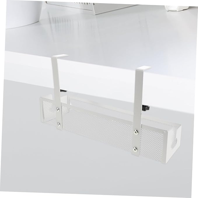 Vaguelly Desk Tray No Drill Cord Organizer for Tidy Spaces for Cables Heavy-Duty Metal Design Easy Installation White