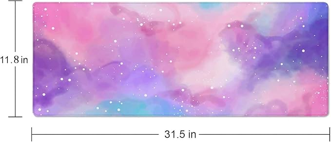 Purple Starry Sky Large Gaming Mouse Pad Keyboard Desk Pad Extended Mouse Pad Gaming Office Decor, PC Laptop Mouse Pads Large (31.5x151.8 in) with Stitched Edges Non-Slip Base Mousepad XL