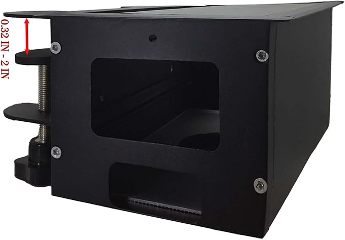 Aluminum Cable Management Box Under Desk No-Drill - Flip-Top Cable Organizer with Dustproof Brush, Clamp-On 16" Long Cable/Cord Management Tray Black for Home Office Standing Desk