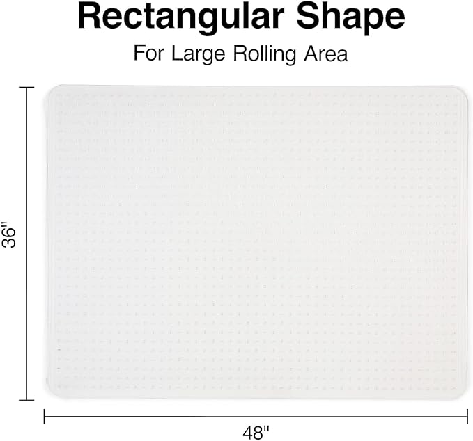 Staples Office Chair Mat, Clear Floor Mats, Medium-Pile Carpets, 48 x 36 Inch, Smooth Glide