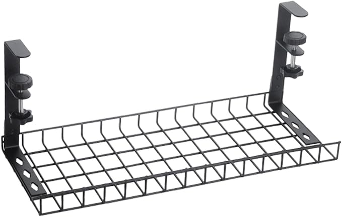 Under Desk Cable Management Tray, Adjustable Carbon Steel Cable Raceway, No Drill Installation, 13.78x7.28x7.68 inch, for Kitchen Office Home