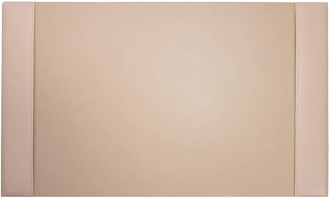 Dacasso Bonded Pad with Side Rails Luxury Leather Desk Blotter for Writing, 30 x 18 (White Latte)