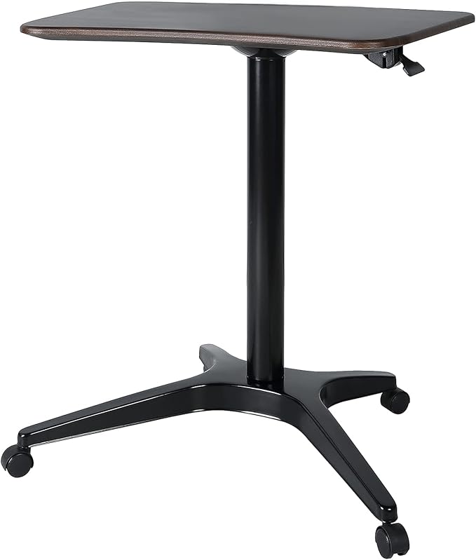 Mobile Standing Desk,Pneumatic Height Adjustable Laptop Desk, Mobile Laptop Desk with Wheels, Height Adjustable from 29.5'' to 47'',Black