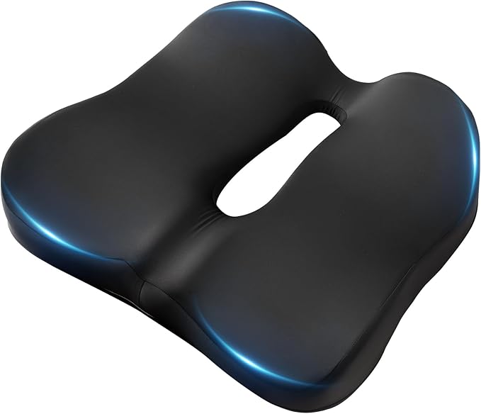 SheRest Seat Cushion, Ergonomic Memory Foam Cooling Cushion, Pressure Relief Suitable for Long Sitting Hours on Office Chairs, Desks, Cars and Airplane Seats, Black