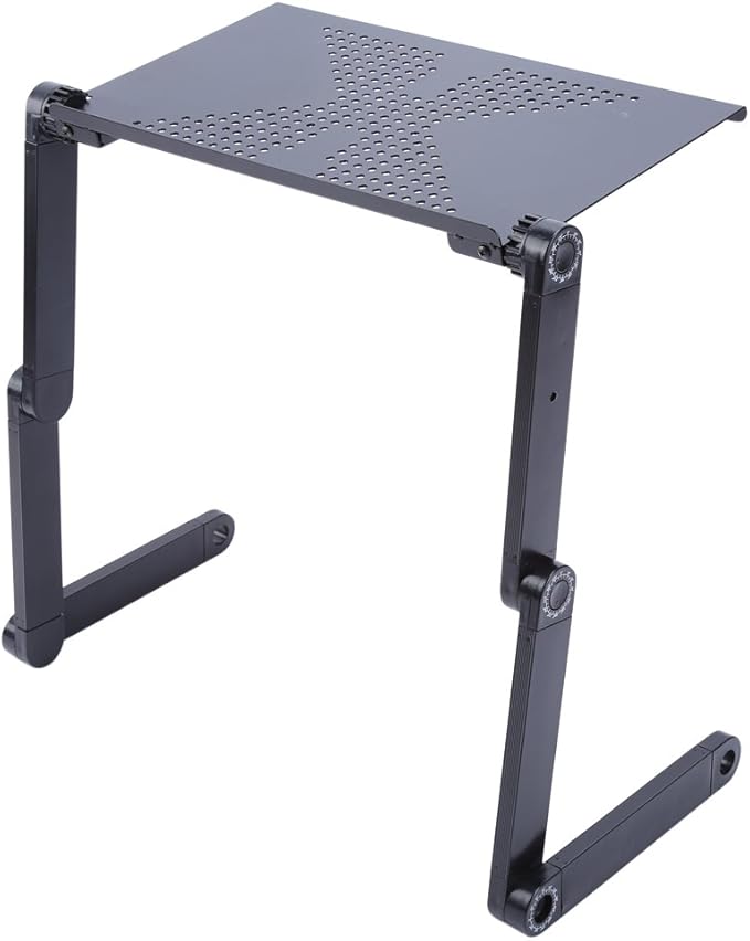 Adjustable Laptop Desk Foldable Lap Laptop Stand Portable Laptop Table Bed Tray Cozy Desk with Cooling Fan and Mouse Pad for Bed Sofa Couch at Home Living Room Bedroom Hospital, Black