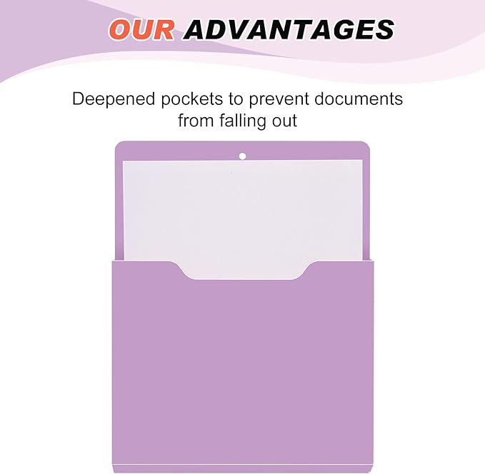 Fuutreo 6 Pcs Magnetic Wall File Organizer Magnetic Wall File Holder Refrigerator Magazine Holder for Mail Letters Paper(Violet Color,Vertical-large)