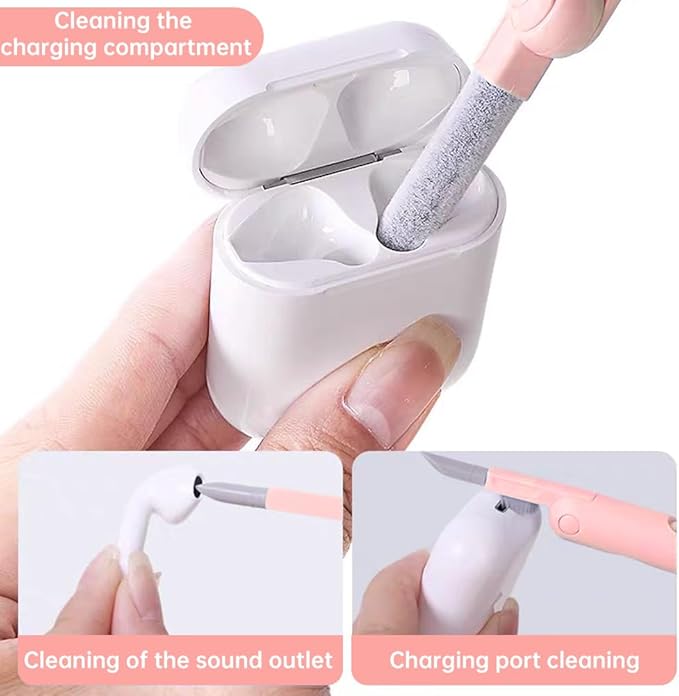 7 in 1 Keyboard Cleaner Laptop Cleaning kit, Electronic Cleaner kit with Key Cap Puller, Computer Cleanings Tools Kit for Tablet,Cell Phones,Earbuds Camera,Lens(Color:Pink)