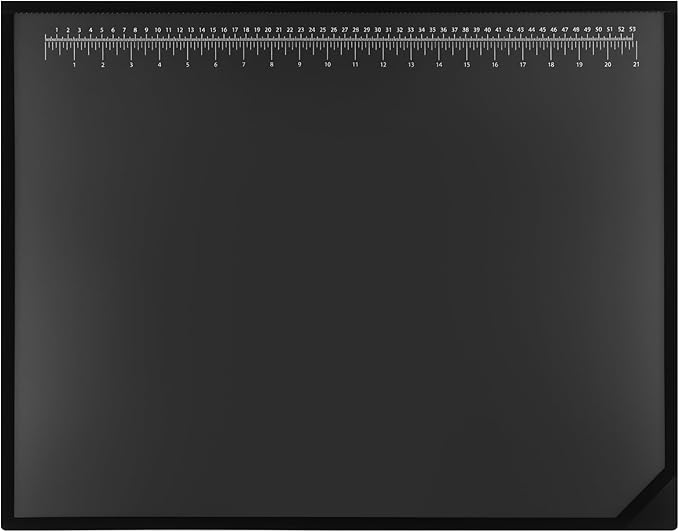Colingmill 24" x 19" Black Desk Pads Desktop Organizer with Clear Overlay Desk Mat with Metric and English Rulers on Overlay for Office and Home (Ruler)