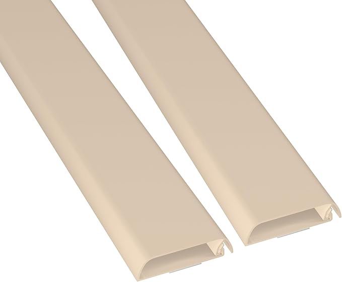 D-Line TV Wall Mount Cord Hider, Hide Mounted TV Cables, Wire Covers, Self Adhesive Cover for Cords, Paintable, Low Profile, Seamless Cable Raceway - 2X 2.36in W x 0.59in H x 15.7in L - Beige