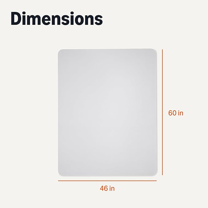 Amazon Basics Office Chair Mat for Hard Floors, Clear, Smooth Surface, Protects Hard Floors, 46" x 60"