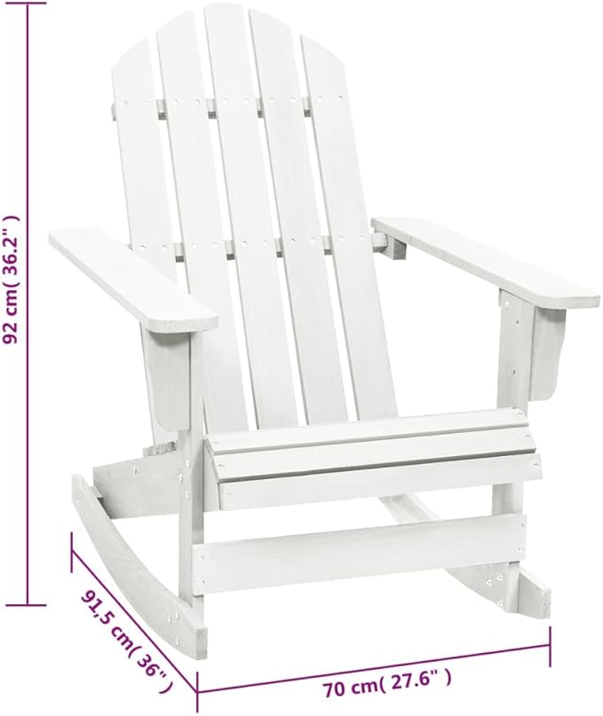 Outdoor Chair with Foot Rest Heavy Duty Beach chairPatio Rocking Chair Wood WhiteSuitable for Garden Patio Living Room
