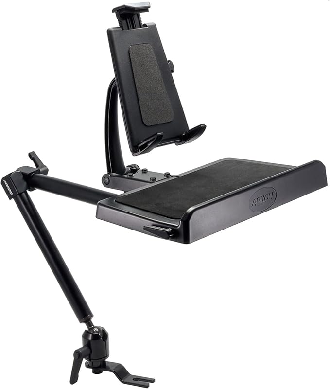 ARKON Mounts -Tablet And Keyboard Tray Combo Car Mount | Tablet Holder For Car | Professional-Grade Durability | Easy Installation | Keyboard Tray | Fits iPad and Samsung Tablets