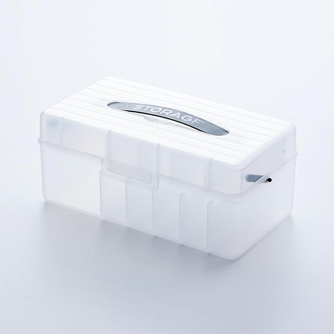 Vidifor Large Cable Organizer Box with 20 Cable Ties, Portable Cord, Charger and Bandages Storage for Drawer, Desk, Office & Home (White)