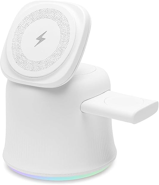 2026 3 in 1 Wireless Charging Station for Apple MagSafe Charger, 15W Fast Magnetic MagSafe Charger Stand for iPhone 17 16 15 14 13 12 Apple Watch AirPods Series (White), Gifts for Men