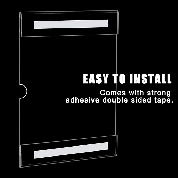 xydstay 6pack Acrylic Wall Sign Holder with Tape,8.5 X 11 Wall Mount Clear Plastic Sign Holder, Memo Document Menu Holder for Restaurant, Office, School, Store and Home Use,No Drilling