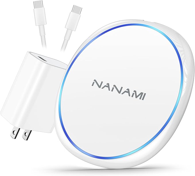 Fast Wireless Charger, NANAMI 7.5W Charging Pad with PD3.0 Adapter USB Phone Charger for iPhone 17/17 Air/16/15/14/13/12/11 Pro, Airpods 2, 10W for Samsung Galaxy S26/S26+/S25/S24/S23/S22/S21/S20
