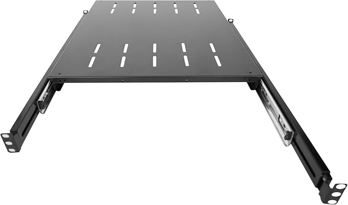 1U Sliding Shelf Tray 19in Mount Keyboard Shelf Tray, Adjustable Depth 31.25 to 45in Sliding Tray for Server Rack/Cabinet Steel Pull Out Drawer for Racks 250LBS Weight GLOBALRACK(SLD-1U31-45)