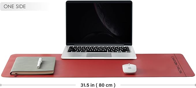 HOMIEAZICOZI Dual Sided Leather Desk Mat - Waterproof Pad for Office and Home Organization Accessories Ideal Large Mouse Mats on Top of Desks(Red+Yellow,31.5''x 15.7'')