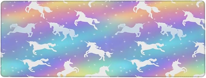 Large Mouse Pad Rainbow Galaxy Unicorn Non-Slip Rubber Long Gaming Desk Mat Big Computer Keyboard Mousepad Waterproof Protector Wristing Pad for Gaming Office Home Decorative 31.5 X 11.8 Inch