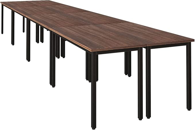Bonzy Home Conference Tables 18ft Office Computer Desk for Meeting Room Study Writing Printer Table Meeting Seminar Table for 20 People Rustic Vintage Walnut 8PCS 220.4"x47.2"x29.5"