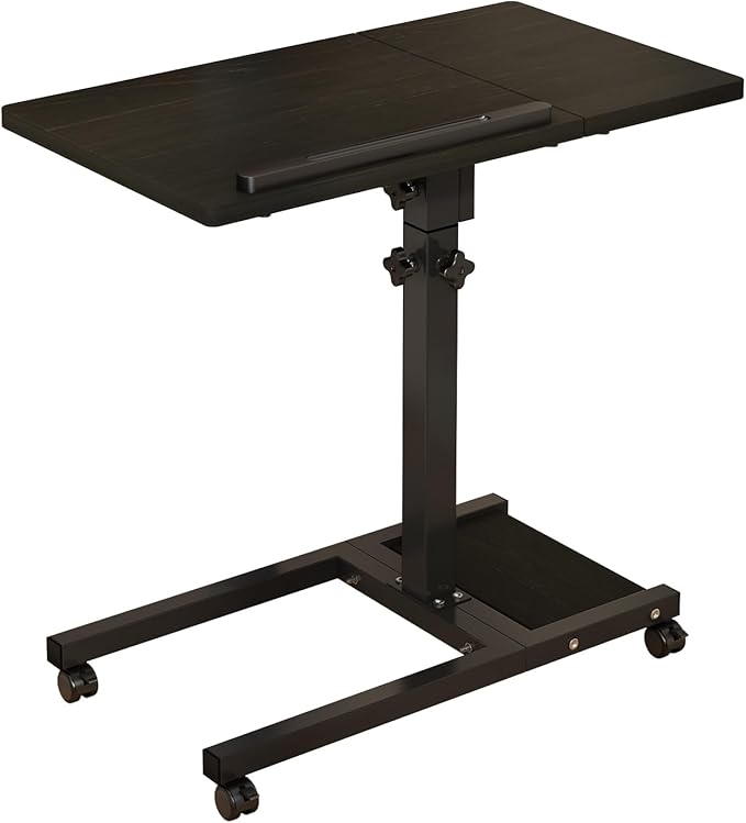 LINGMI Mobile Height Adjustable Laptop Desk with Mouse Pad, Portable Laptop Desk Rolling Tiltable Table with Small Side Table for Couch,Rolling Computer Stand