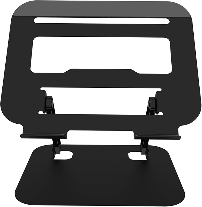 Adjustable Laptop Stand for Desk, Ultra Stable Metal Base Laptop Holder Riser, Fully Foldable for Storage and Easy to Carry, Fit for MacBook Pro/Air HP 14 All Under 16” Devices (Black)