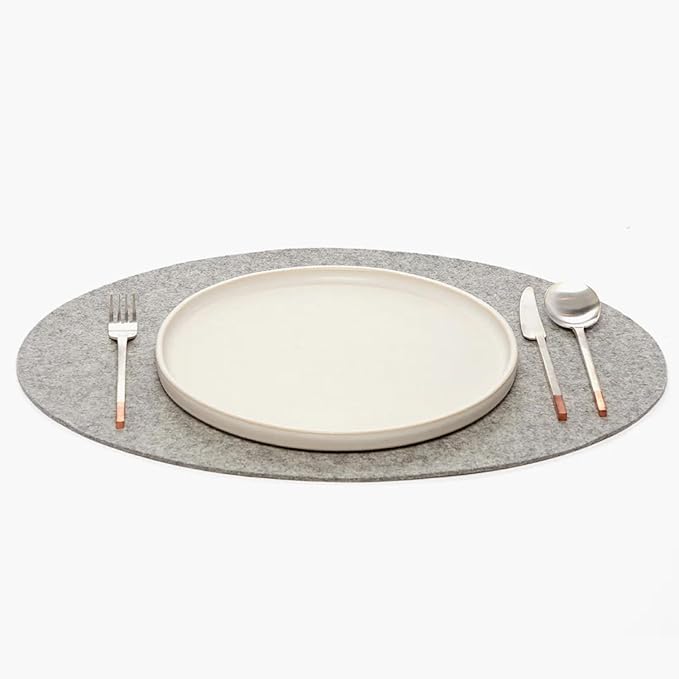 Graf Lantz - Merino Wool Oval Placemat - Granite (14" H x 19" W) - 3mm Merino Wool Felt Table Mat - Moisture Wicking - Odor, Stain, Heat & Dirt Resistant - Luxury Home Decor - Made in The USA