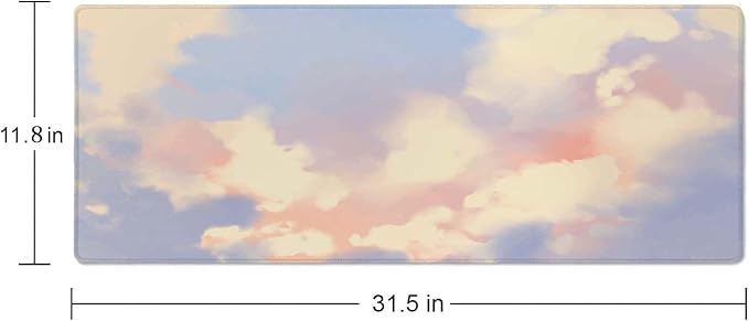 Desk Mat Pastel Color Sky Large Keyboard Mouse Pad for Laptop PC Setup Desk Cover Protector Desk DéCor for Office Home Work Gaming 31.5" X 11.8" Stitched Edge Non-Slip Design