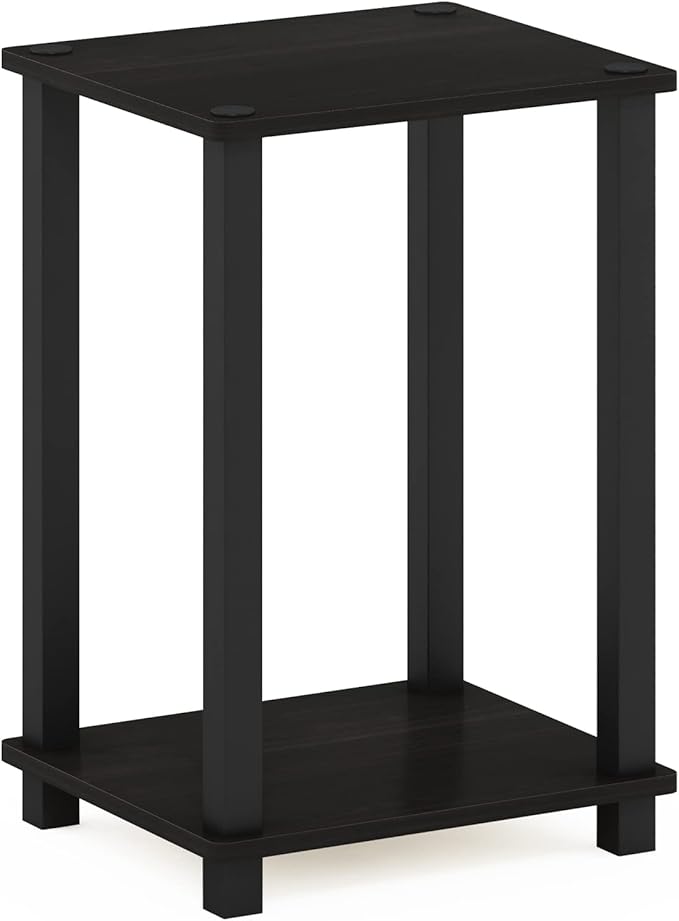 Furinno Simplistic Side Table, 2-Tier Small End Table with Open Shelf, Easy Assembly Toolless Night Stand, Nightstand, for Living Room, Bedroom, Espresso