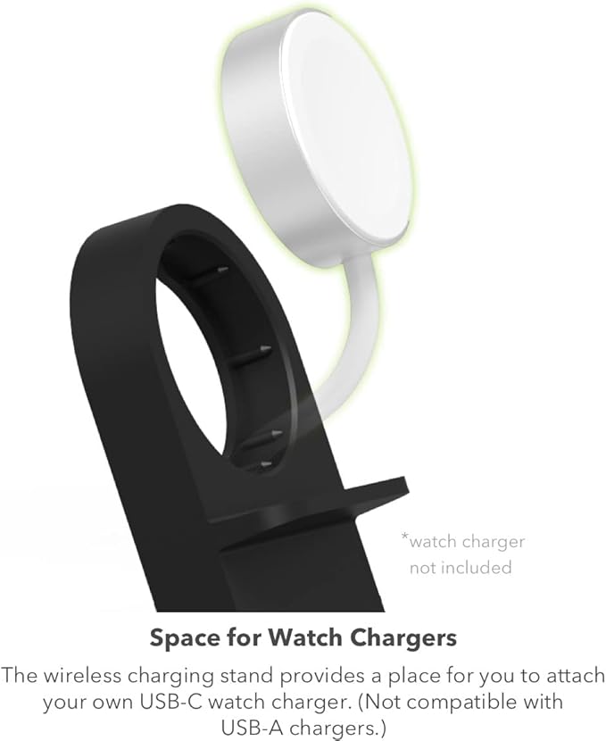 mophie Wireless Charging Stand+ Wireless Charging Stand and pad with USB-A Port. for AirPods, Apple Watch, iPhone, Samsung Galaxy, Qi-Enabled Devices