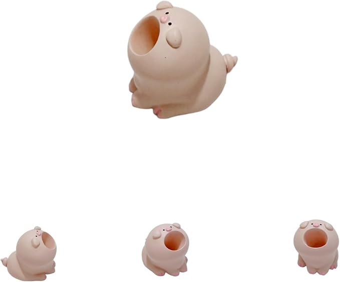 Cute Small Pen Pencil Holder, Kawaii Resin Cat Dog Dinosaur Rabbit Animal Paper Clip Toothbrush Mini Storage Organizer Office Desk Decorations