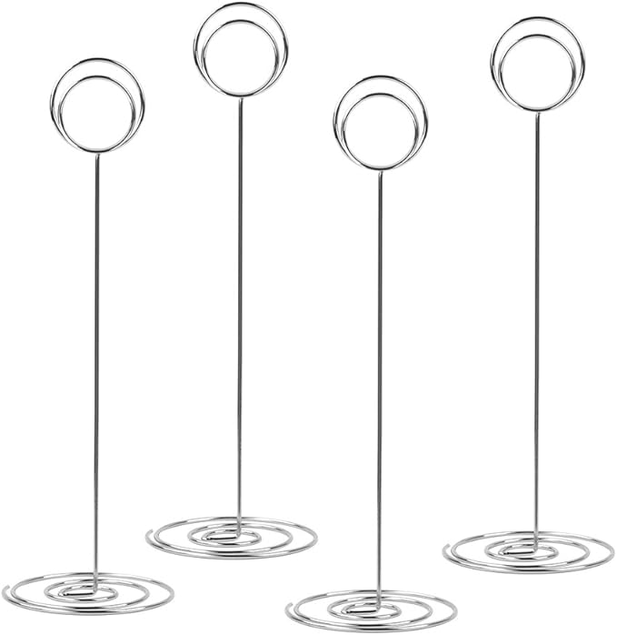 10 Pack 8.75 inch Tall Table Number Holders Place Card Holder Table Picture Holder Wire Photo Holder Clips Picture Memo Note Photo Stand (Silver)