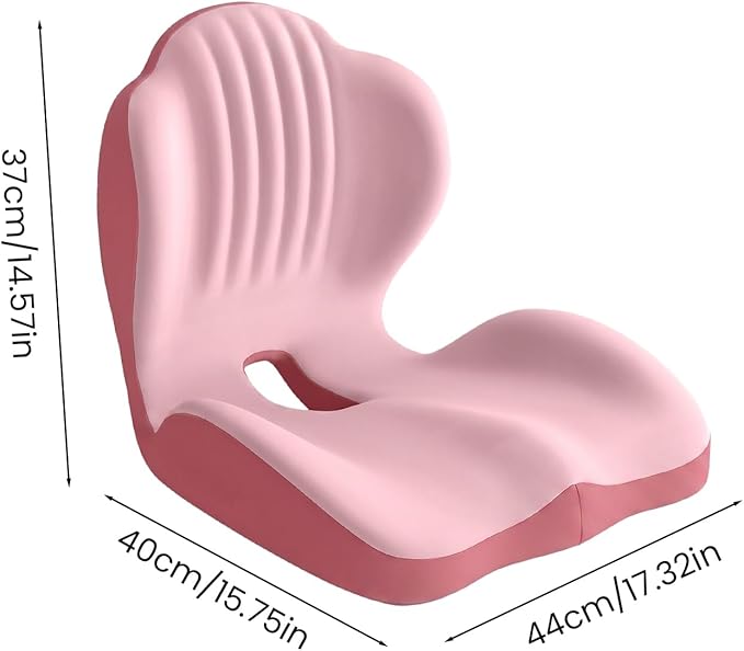 SakerPlus Seat Cushion Chair Cushions Ergonomic Memory Foam Seat Cushion, L-Shaped Office Chair Cushion & Car Seat Cushion for Long Sitting, Lower Back Support Pillow for Office, Home, Driving (Pink)