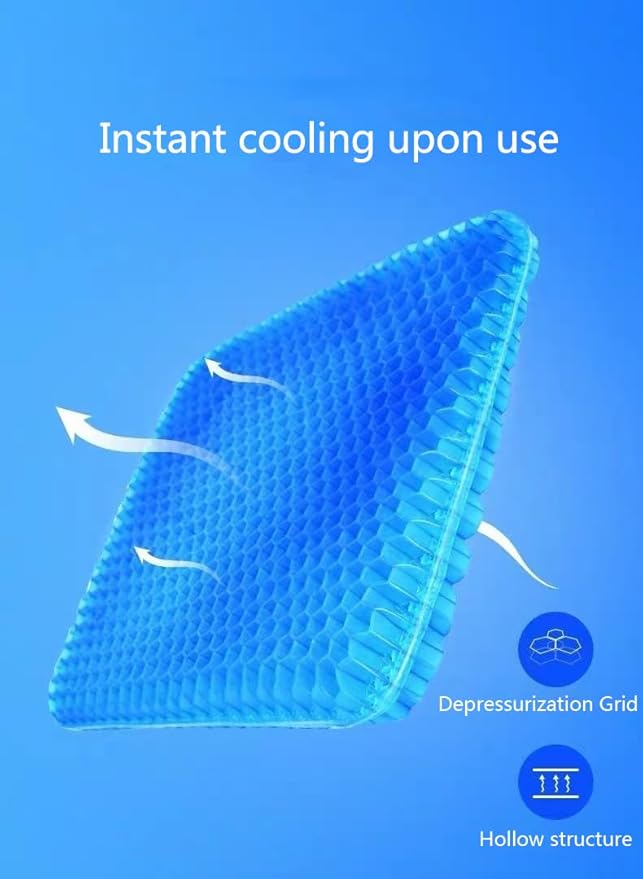 Upgraded Gel Cushion: Oversized, Thickened Honeycomb-Pattemed Silicone Pregnancy Chair Pad forOffice, Classroom, and Car Seating