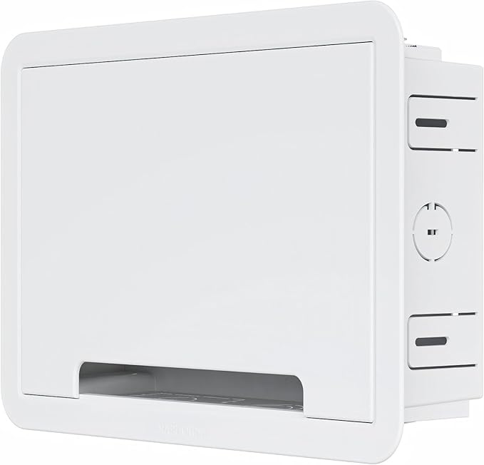 9'' in-Wall Media Box & Recessed Outlet Box with Cable Management - Structured Media Enclosure Compatible with Streaming Media Players - WiFi Friendly Design