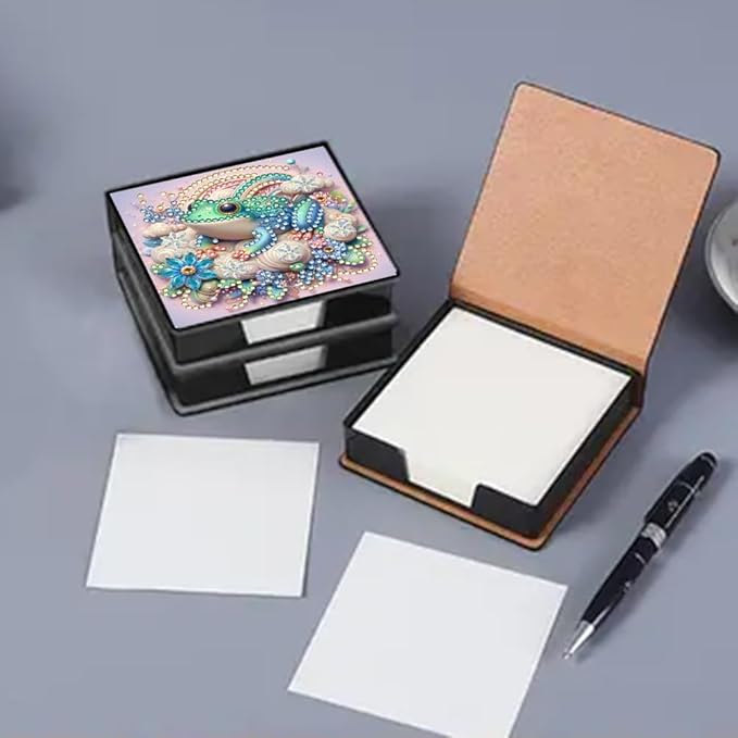 FRANDEK Flog Creative Diamond Art Desk Organizer, DIY PU Note Box with 160 Sheets, All-in-One Gift Set for Craft Lovers, Elegant Mosaic Kits for Home & Office