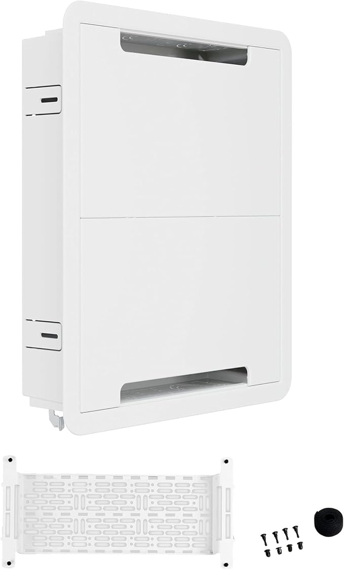 Legrand - OnQ Cable Management, In-Wall Media Box, Dual Purpose Structured Wiring Enclosure with Mounting Bracket, Home Networking Panel, 17 inch, White, ENP1705NAV1