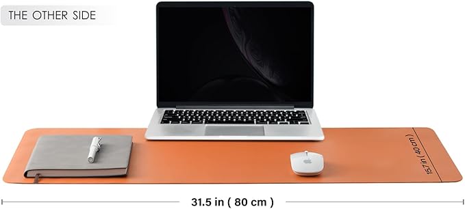 HOMIEAZICOZI Dual Sided Leather Desk Mat - Waterproof Pad for Office and Home Organization Accessories Ideal Large Mouse Mats on Top of Desks(Apricot+Orange,31.5''x 15.7'')
