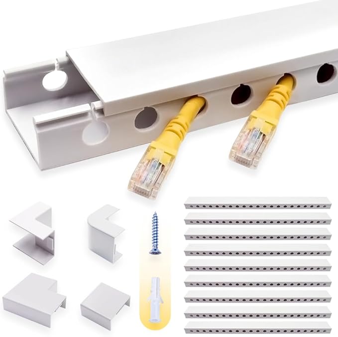 Cable Raceway Kit,139 Inch Open Slot Cable Management Kit with Upgraded Snap Structure,Under Desk Cord Organizer with Cable Management System for Network/PC/TVs 15.7" X 1.57" X 0.79" X 9PCS