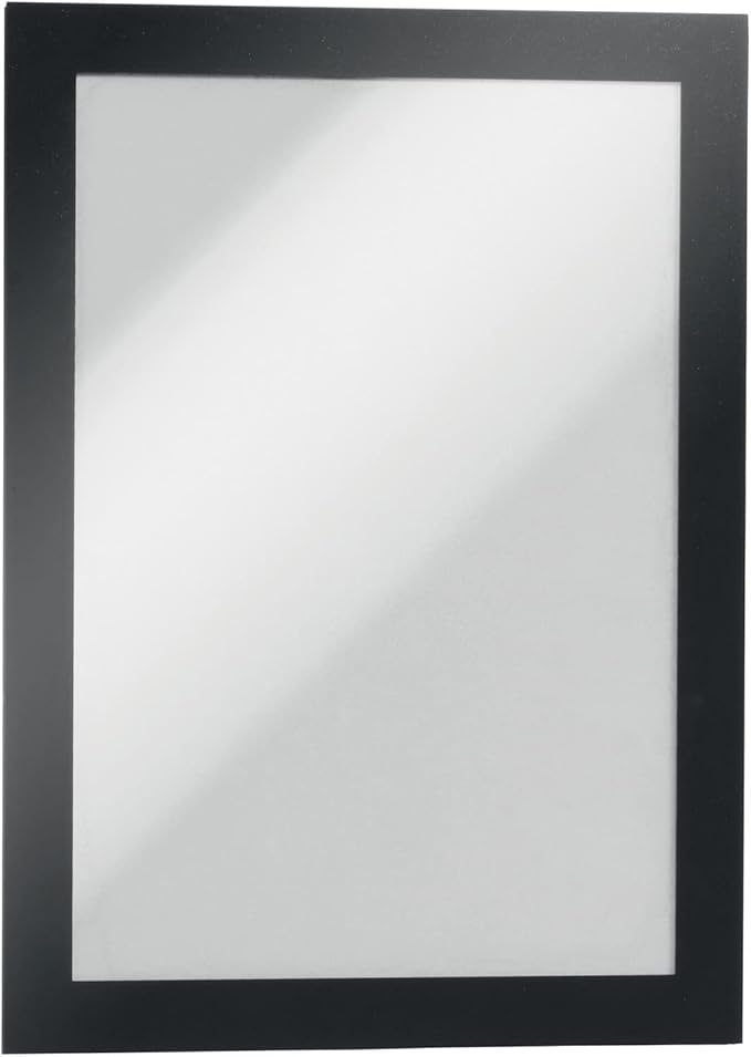 Durable Duraframe Self Adhesive Magnetic Sign Holder in Half Letter-Size 5.5" x 8.5" Inches - Black Frame - Pack of 2