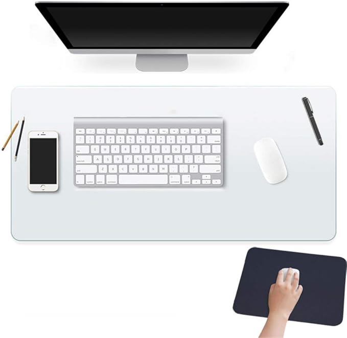 Easy Easy Life Clear Desk Mat Pad 14’’x24’’ Transparent PVC Desk Blotter Plastic Vinyl Desk Pad on Top of Desks Waterproof Writing Desk Pad Table Cover Protector Mat with Mouse Pad for Office Desktop