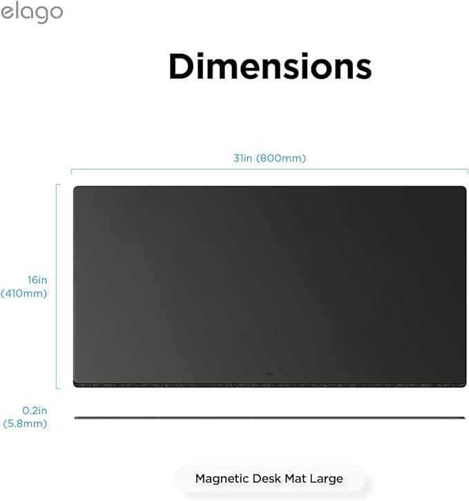 elago Smart Magnetic Desk Mat Compatible with All Magnetic Products -Paper Protector, Mouse Pad, Laptop, Non-Slip Top, Premium Waterproof Writing Pad for Office and Home (Black [Large]