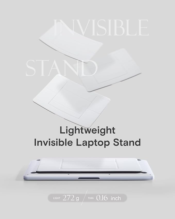 MOFT Invisible Laptop Stand for Desk, Stick-Free Tablet and Computer Stand with Dual-Angle, Foldable&Portable Laptop Riser Holder, Fits 13"+ Tablets & 15"+ Laptops, Misty Cove (Non-Adhesive Version)
