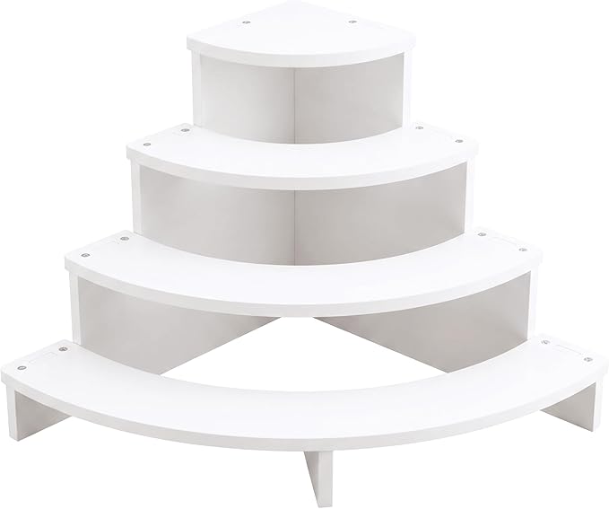 Tier Corner Shelf Display Riser for Figurines – Curved Wooden Display Shelf for Mini Figures, Collectibles, Space Saving Desktop Display Stand Organizer for Desk, Cabinet & Countertop (1)