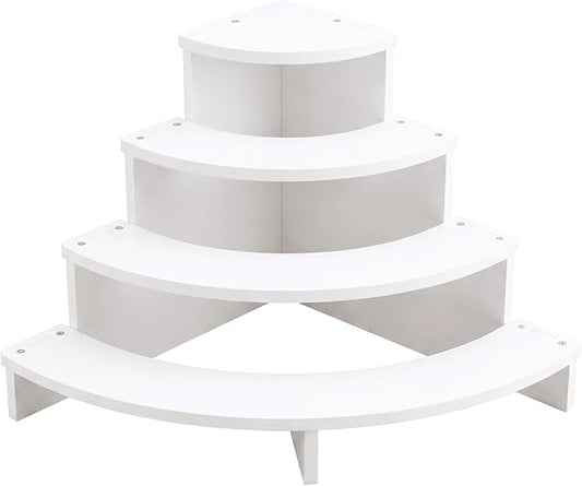 2PCS Tier Corner Shelf Display Riser for Figurines – Curved Wooden Display Shelf for Mini Figures, Collectibles, Space Saving Desktop Display Stand Organizer for Desk, Cabinet & Countertop (2)