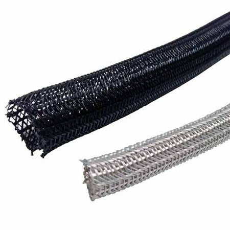 Electriduct 1" Hook Self Closing Sleeve Braid Wrap Around Sleeving Flame Retardant Flexible Mesh Cord Cover Cable Protector Wire Organizer - 50 Feet - Gray